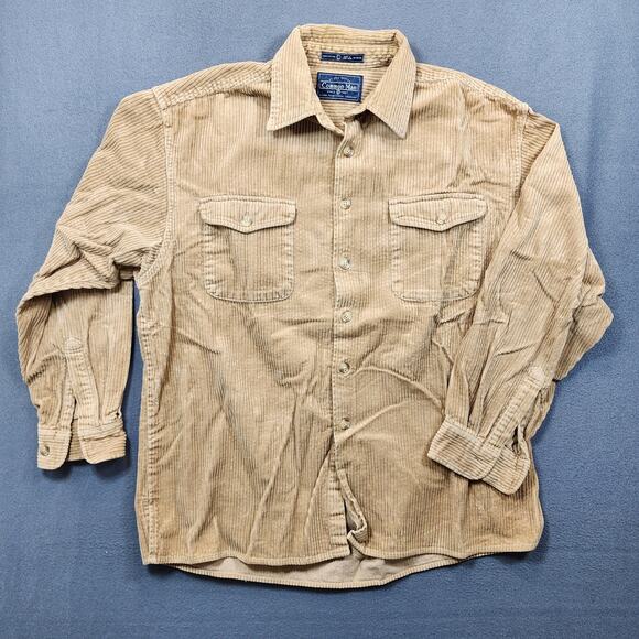 Vintage Common Man Dale Waters Corduroy Shirt Shacket Large Tan Wide Wale Woods - Picture 11 of 12